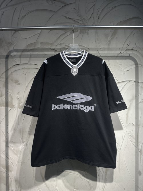 Balenciaga Football Collection Short Sleeve Jersey with Embroidered Lion Logo