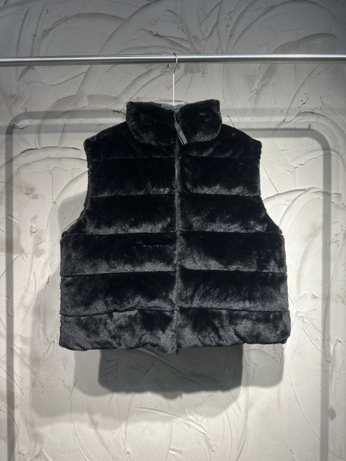 Balenciaga SKI Sports Icon Double-Sided Fur Cotton Vest with Letter Embroidery