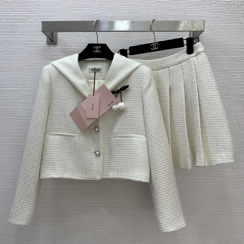 Miu Miu Sweet Sequined Two-Piece Suit with Cherry Decoration