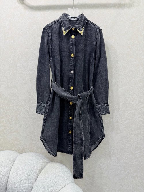 Schiaparelli Denim Long-Sleeved Dress with Brand-Characteristic Hardware