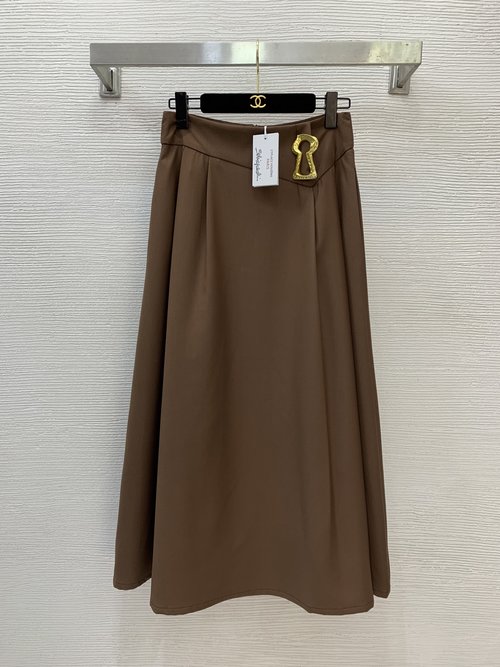 Schiaparelli Black or Coffee Detachable Pin-Trimmed Midi Skirt