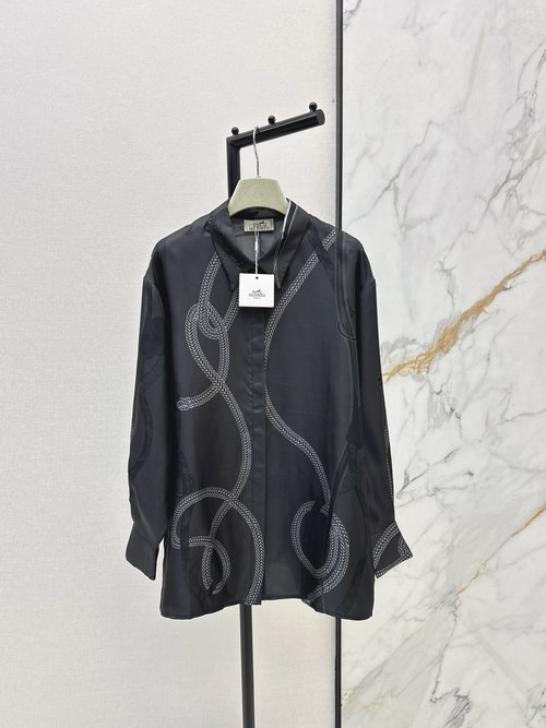 Hermes Gorgeous All - Over Print Palefroi Remix Silk Shirt