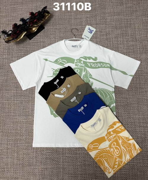 Burberry Pure Cotton Plain Weave Printed Top, Various Colors