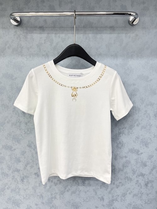 Marine Serre Popular Printed Short-Sleeve T-Shirt with Slimming Design