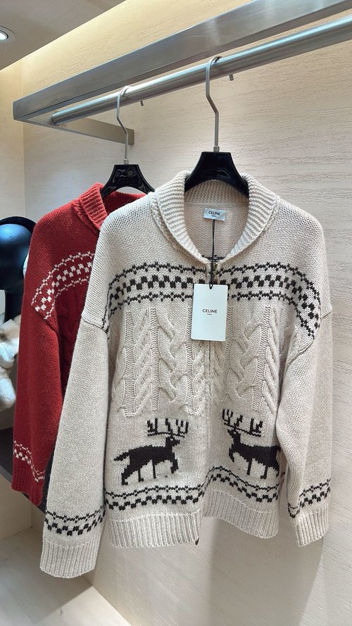Celine Soft Wool Christmas Double-Zip Knitted Cardigan