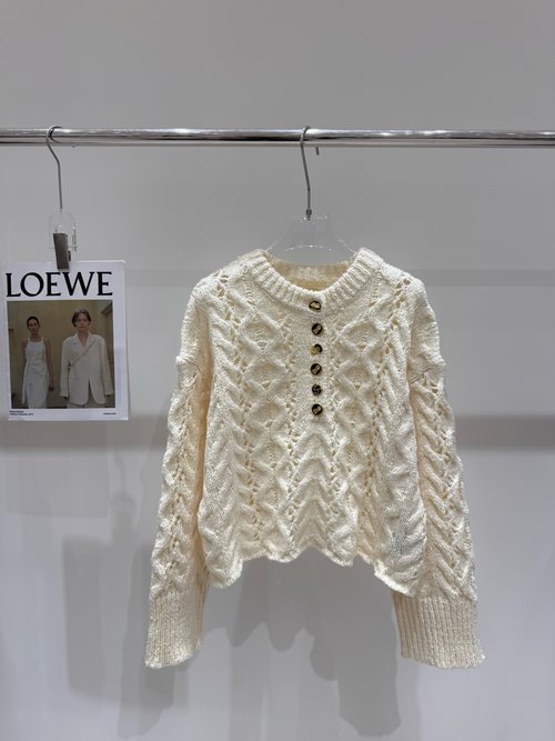 Schiaparelli New Asymmetrical Button Hollow Knit Sweater