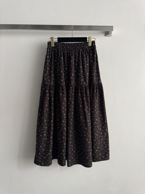Loro Piana Vintage Floral Midi Skirt in Soft Fleece Fabric
