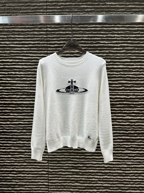 Vivienne Westhood Newly Released Saturn Studded Jacquard Long-sleeved Pullover