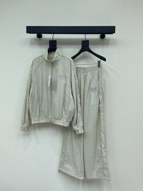 Versace Letter Embroidered Zip-Up Windbreaker with Matching Pants