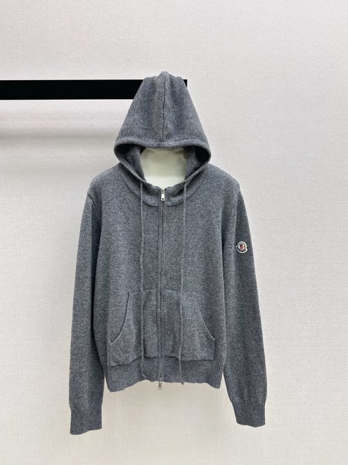 Moncler Exclusive Logo Embroidery Wool Knit Cardigan, Versatile