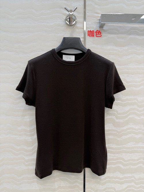 The Row Classic Row Pattern Wool Short-Sleeve T-Shirt with Italian Minimalist Aesthetic