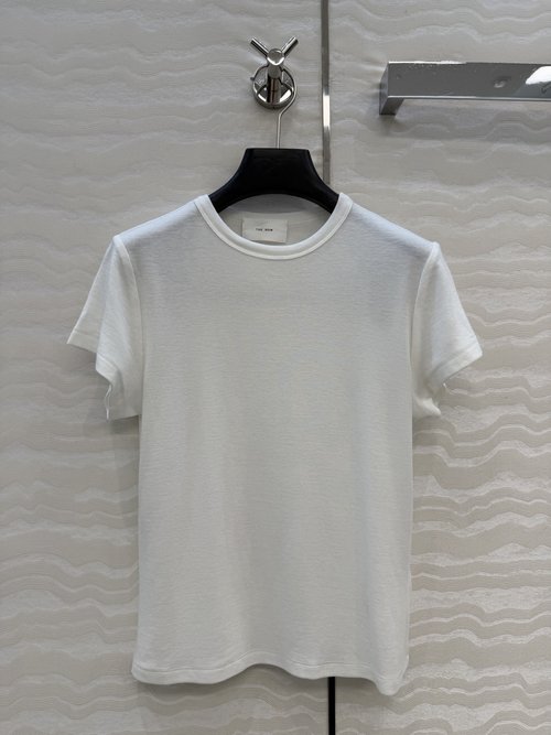 The Row Classic Row Pattern Wool Short-Sleeve T-Shirt with Italian Minimalist Aesthetic