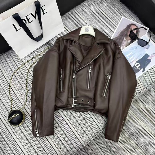 Loewe Recommended Sheepskin Collar Cotton Jacket with Wrinkled Balloon Shape