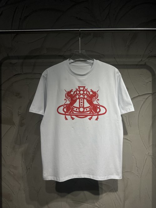 Vivienne Westhood Spring Cotton Short-Sleeved T-Shirt with Horse Logo for Couples