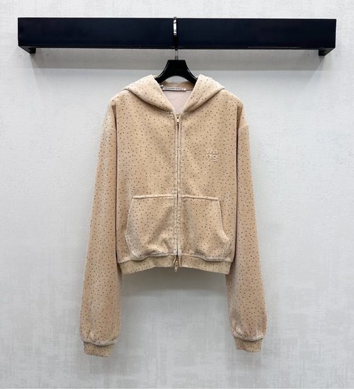 Alexander Wang Imported Custom Nylon Hooded Jacket with Starry Rhinestones and Logo
