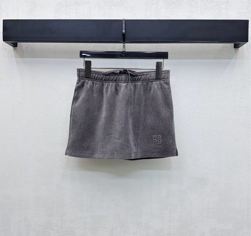 Alexander Wang Starry Rhinestone Drawstring Skirt Pants with Logo for a Versatile Appeal