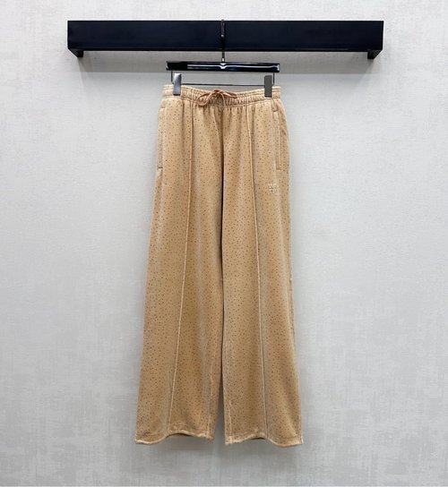 Alexander Wang Imported Custom Nylon Straight Pants with Starry Rhinestones and Logo