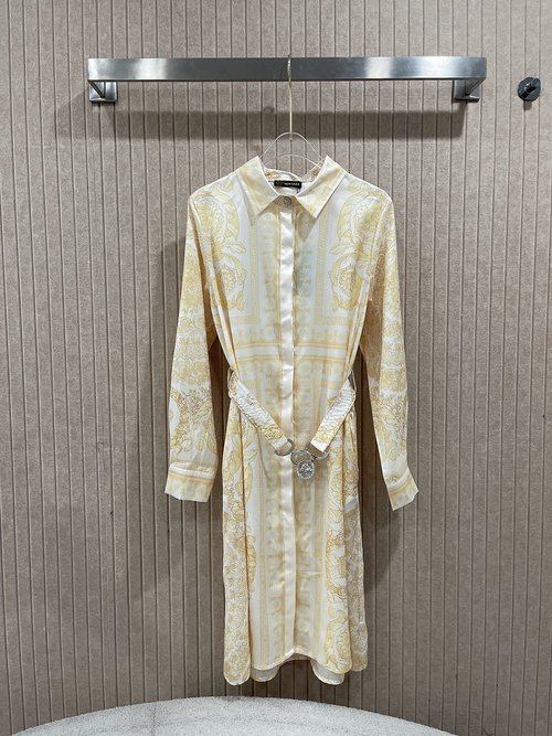 Versace Classic Shirt Collar Loose-fit Belted Blouse