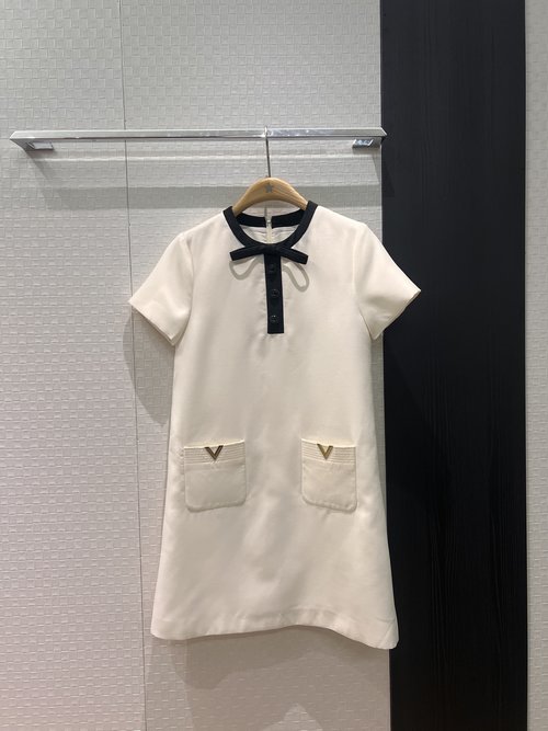 Valentino Sleeveless A-line Dress with Bow and Pockets