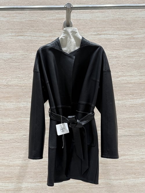 Hermes New Classic Leather Coat with Wool Lining, Soft Goatskin and Exquisite Craft
