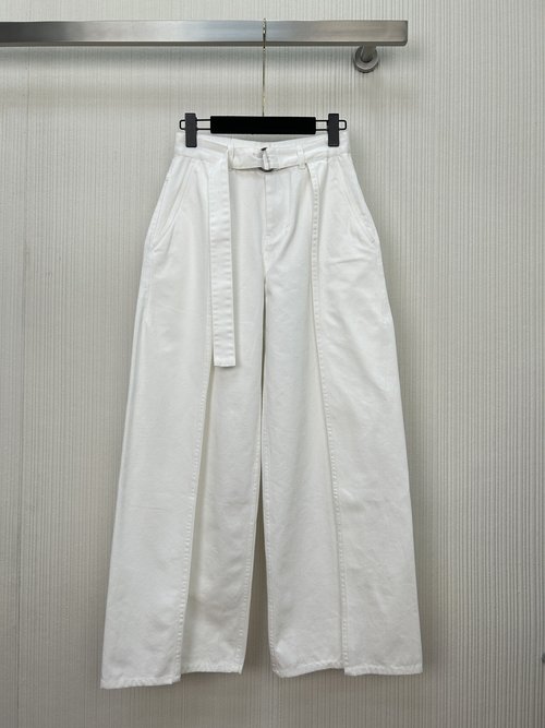 Loewe Stylish Wide-Leg Jeans with Custom Wash and Leather Accents