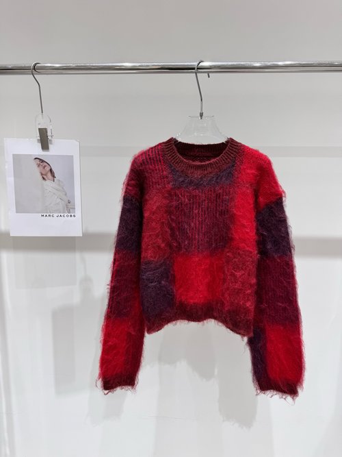 ArcTeryx Mohair Red Checked Sweater in Zhao Jinmai Style