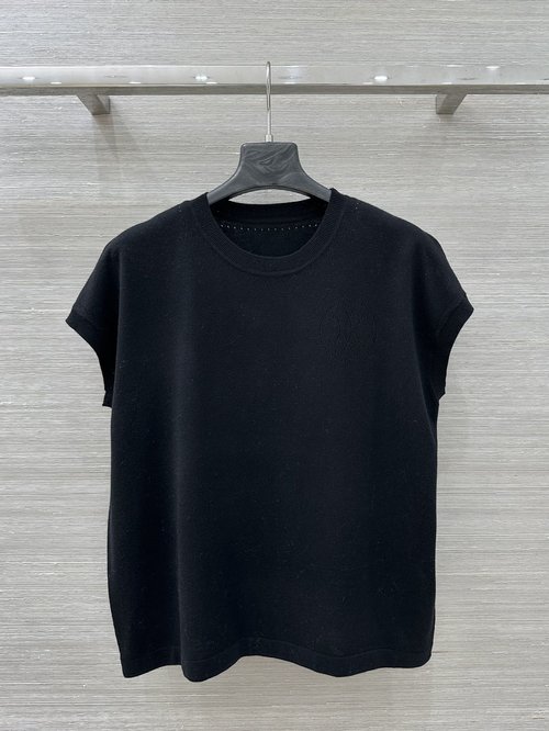 Hermes Premium Hollow H-Pattern Knitted Top with Oversized Shoulder