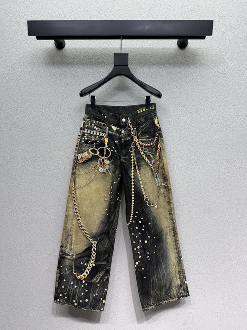 Acne Studios 3D Printed Wide-Leg Jeans in Neutral Style