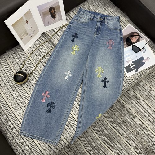 Chrome Hearts Early Spring: Embroidered Cross Machete Washed Jeans