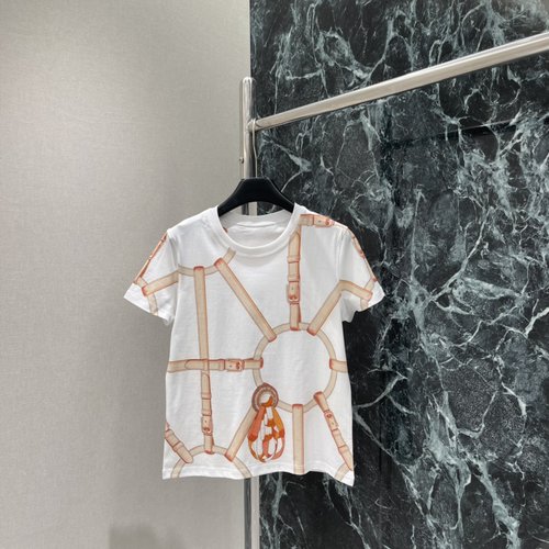Hermes Printed Short Sleeve T-Shirt with Equestrian Design
