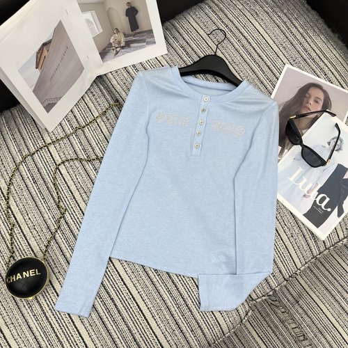 Chrome Hearts Letter Rhinestone Long-Sleeve Top with Two Color Options