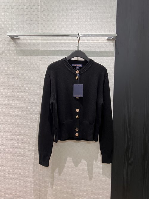 Yves Saint Laurent Minimalist Cashmere Cardigan with Gold Buckles, Elegant