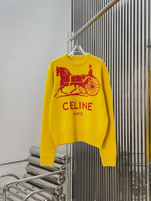 Celine Collection: Carriage Letter Jacquard Long-sleeved Sweater