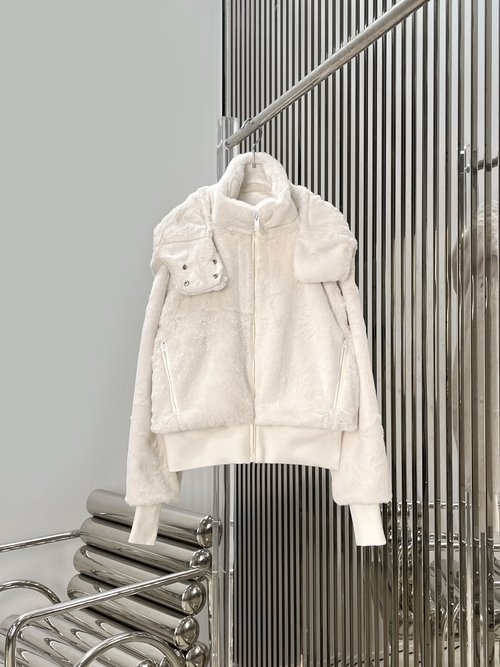 Loewe Faux Rabbit Fur Hooded Fur Coat