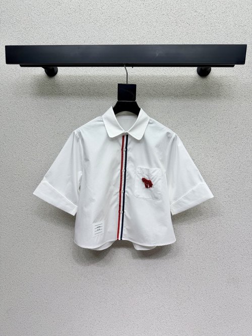 Thom Browne Beaded Short - Sleeved Shirt with Classic Style
