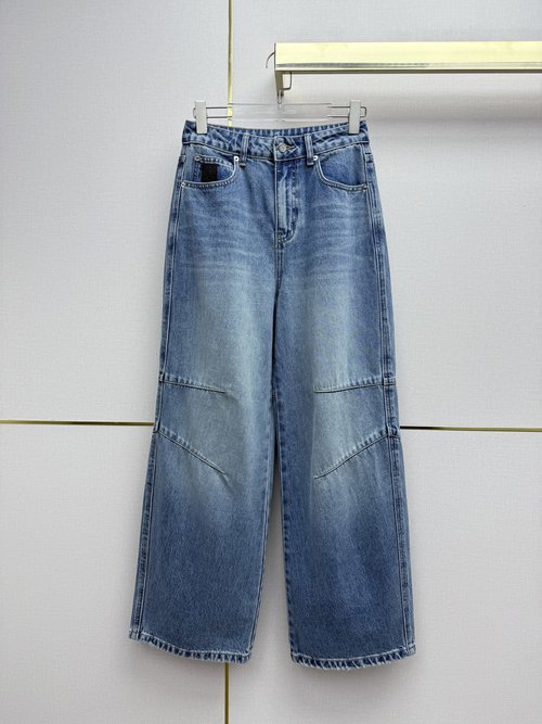 Loewe Wide Leg Denim Jeans with Gradient Wash and Logo