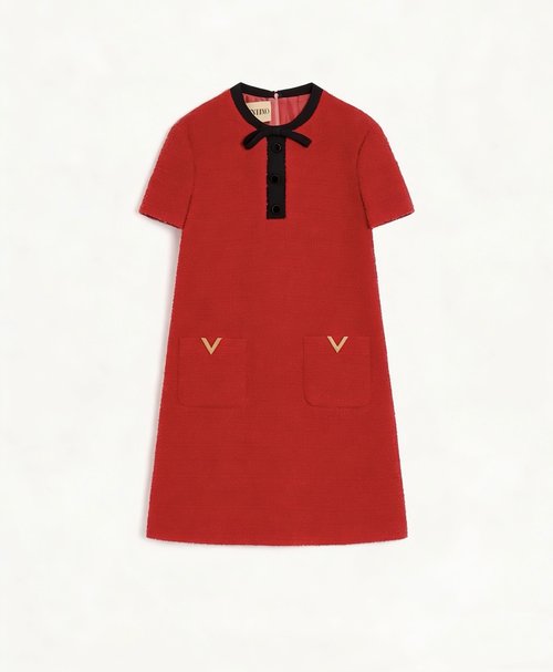 Valentino Stylish Sleeveless Dress with Bow and V-shaped Metal Accessories