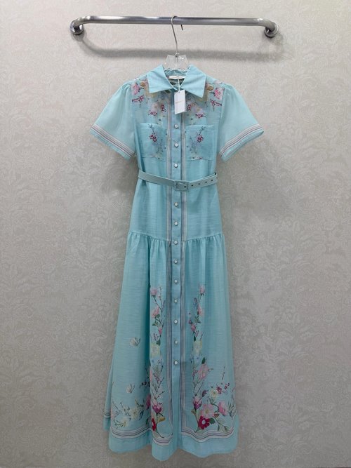 Zimmermann Sleeveless Button-Front Dress with Pocket and Belt