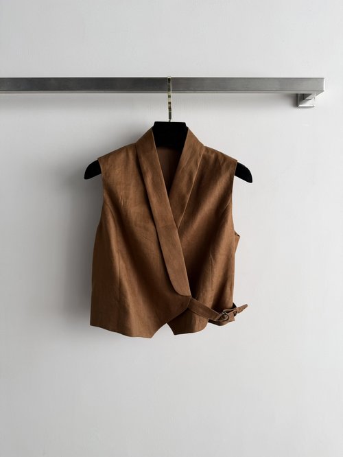 Loewe Simple Linen Vest with Cross Straps for Layering