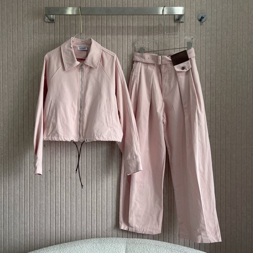 Versace Vintage Mousse Pink Denim Suit with Oversized Design