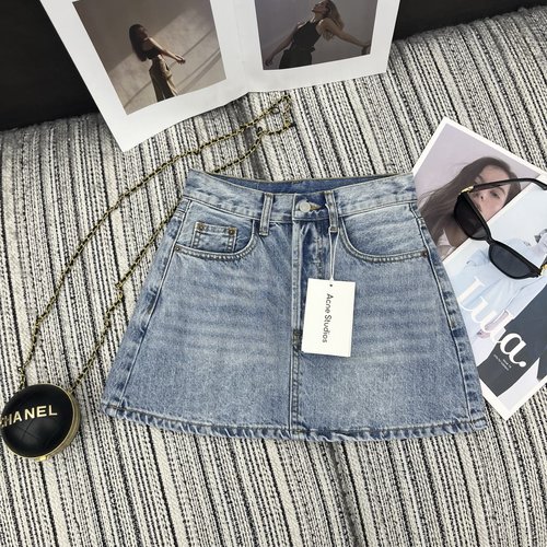 Acne Studios A-Line Denim Mini Skirt with Faded Wash
