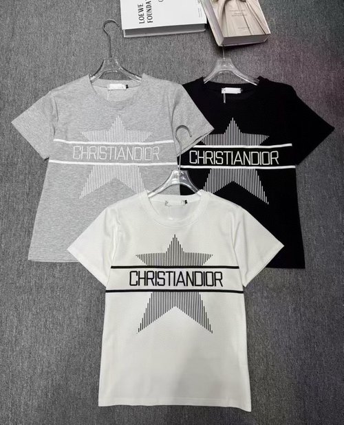 Dior Sophisticated Multi-Color Embroidered T-Shirt with Elasticity
