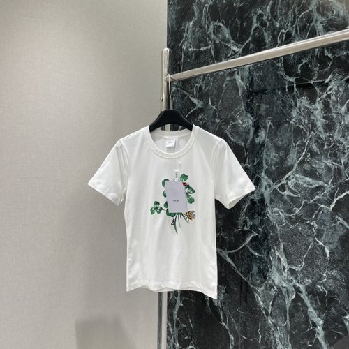 Dior Lucky Four-Leaf Clover Print Short-Sleeve Tee