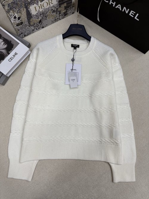 Chanel Knitted Round Neck Pullover with Logo Embellishment