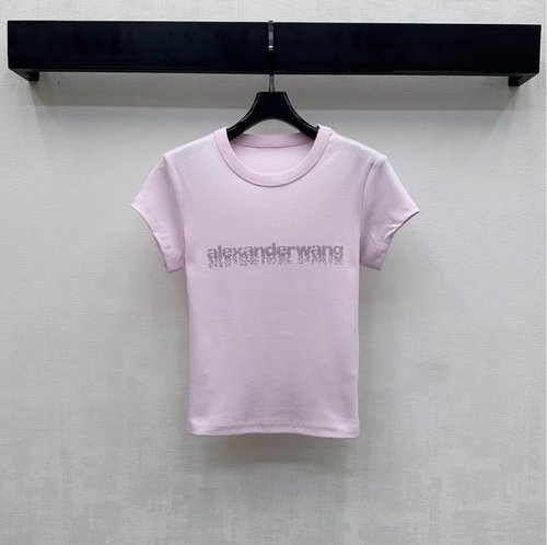 Alexander Wang Sophisticated T - Shirt with Rhinestone Logo, Premium Cotton