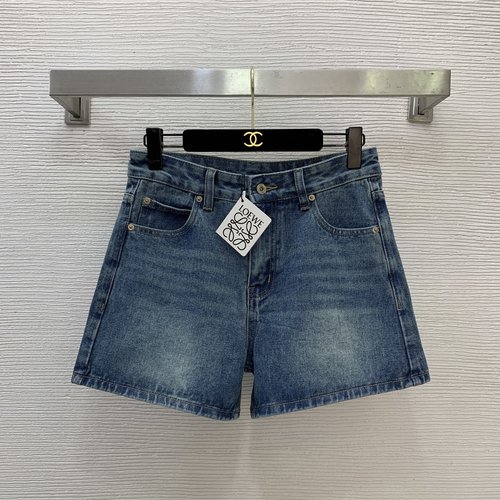 Loewe Custom Denim Shorts with Letter Logo Hardware