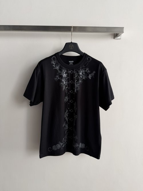 Hermes Spring-Summer Short-Sleeve Printed T-Shirt, Low-Key