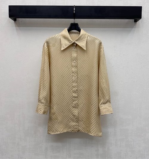 Gucci Silk Shirt with Double G Logo and Shell Buttons