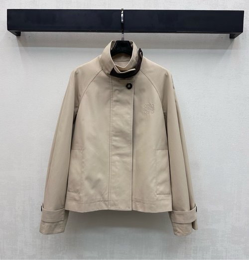 Loewe Stand - Collar Embroidered Logo Windbreaker with Back Slit