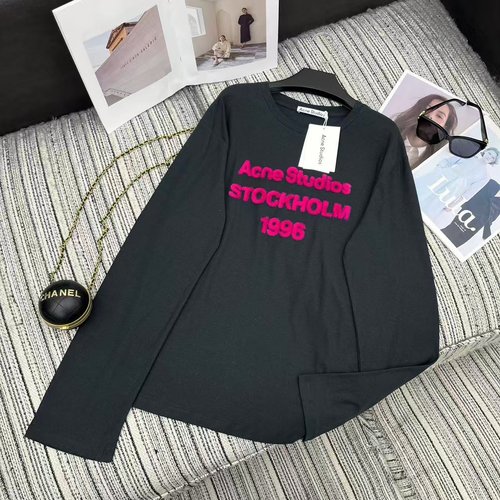 Dior Letter Long - Sleeve T - Shirt with Flocking Print